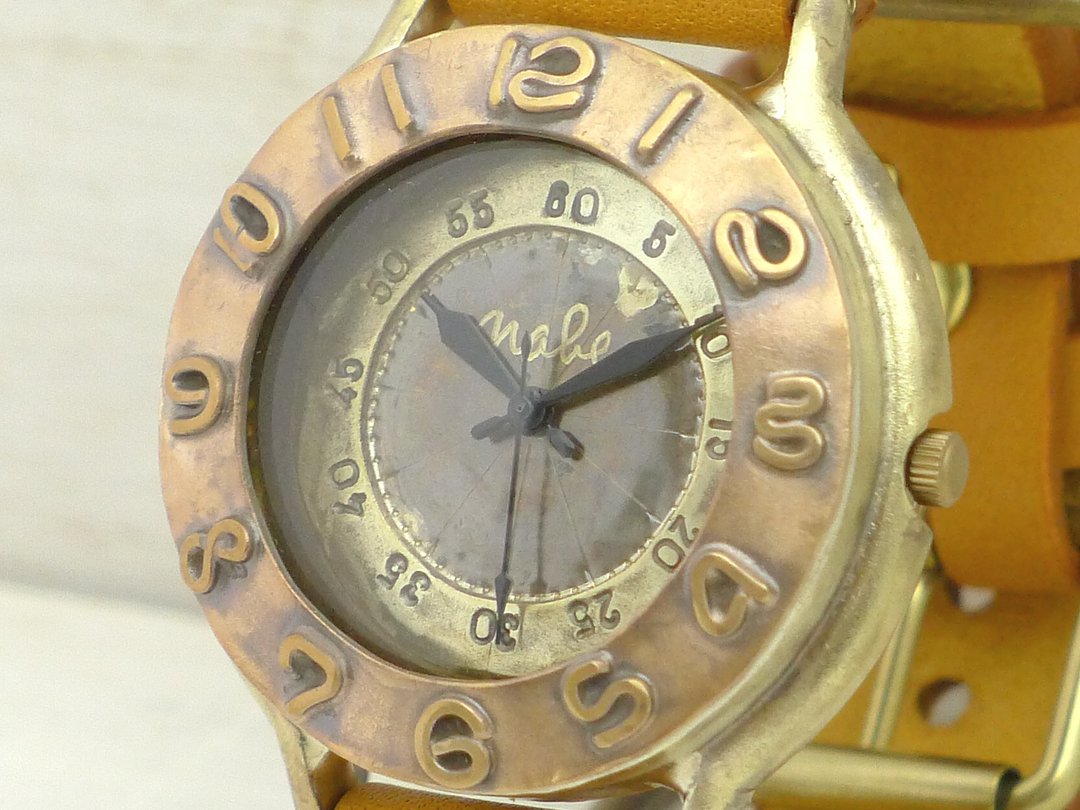 Explorer-MEGA2-BC HandCraftWatch Oversized JUMBO 42mm Brass Copper Bezel (JUM135C CA) - 女表 - 铜/黄铜 金色