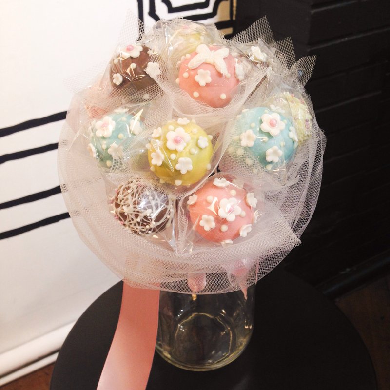 【黑熊先生巧克力布朗尼】粉彩布朗尼捧花 - 蛋糕/甜点 - 新鲜食材 多色