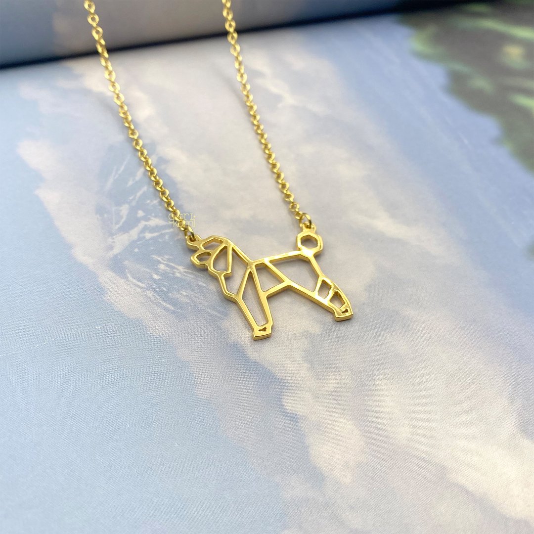 折纸贵宾犬黄铜项链 - 项链 - 铜/黄铜 金色