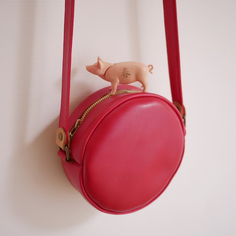 汉堡包 - 侧背包/斜挎包 - 真皮 红色