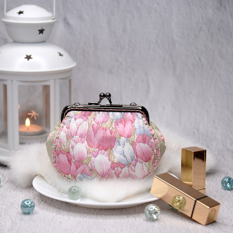 【仅有一个】粉粉郁金香2  口金包化妆包零钱包 - 化妆包/杂物包 - 其他材质 粉红色