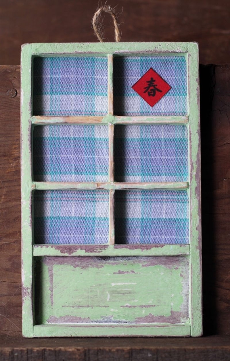 老花布木门 〒 挂饰/明信片 - 摆饰 - 木头 绿色