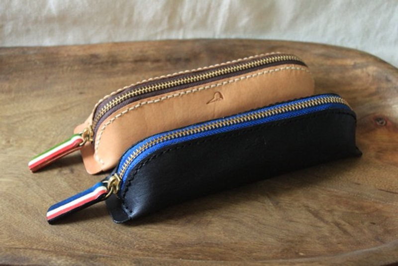 法义风格纯牛皮笔套- 可定制刻字 - 铅笔盒/笔袋 - 真皮 橘色