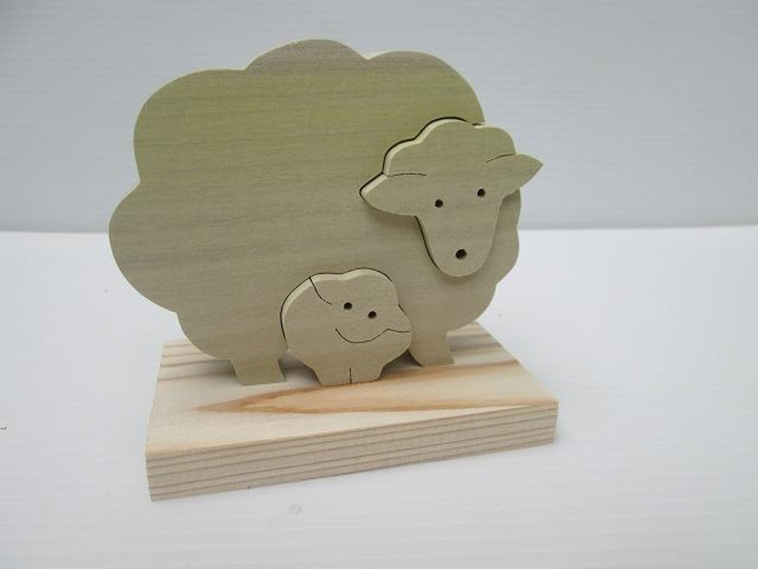 Parent and child sheep Japan postage 164yen - 玩具/玩偶 - 木头 卡其色
