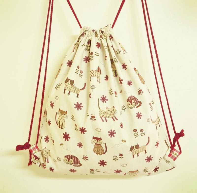 L鼻先生 / 喵星人来找碴 束口袋后背包 - 束口袋双肩包 - 其他材质 