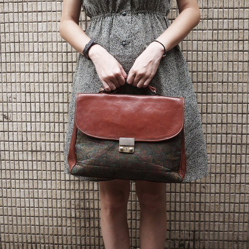 夕卡 Shika // 红棕色变形虫古董公事包{A3-046} - 公文包/医生包 - 其他材质 