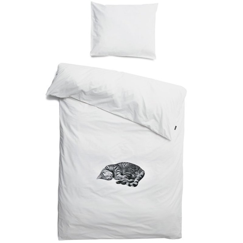 [荷兰SNURK ]创意床套2件组(枕头套+被套)- 贴心小喵喵-单人尺寸<七折出清> - 寝具 - 棉．麻 灰色