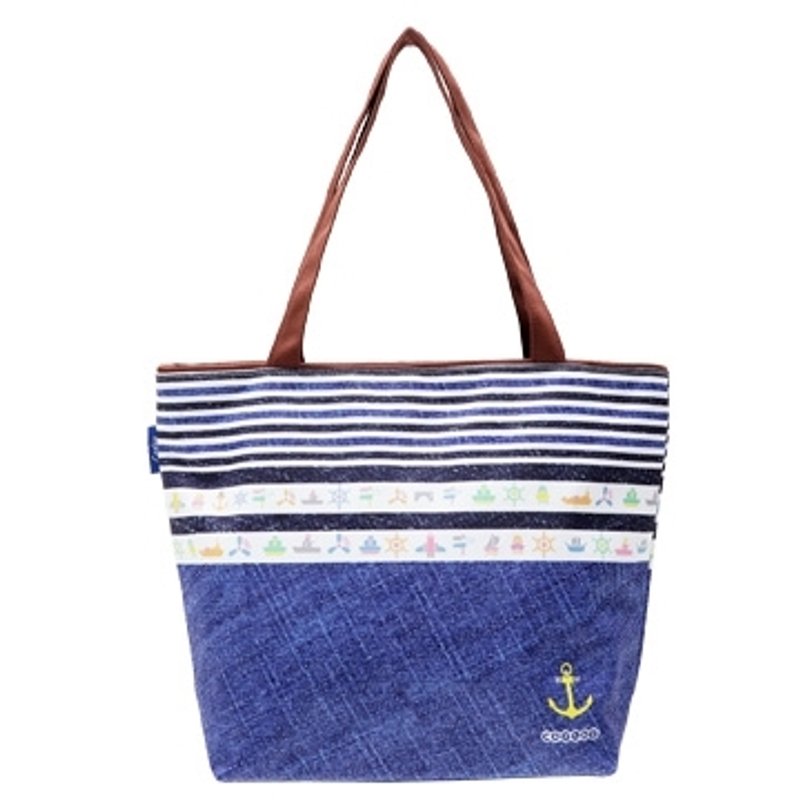 牛仔海洋风│托特包 │肩背包│手提包│帆布包│随身包 | 侧背包 | 防泼水两用包 | 妈妈包 - 侧背包/斜挎包 - 防水材质 蓝色