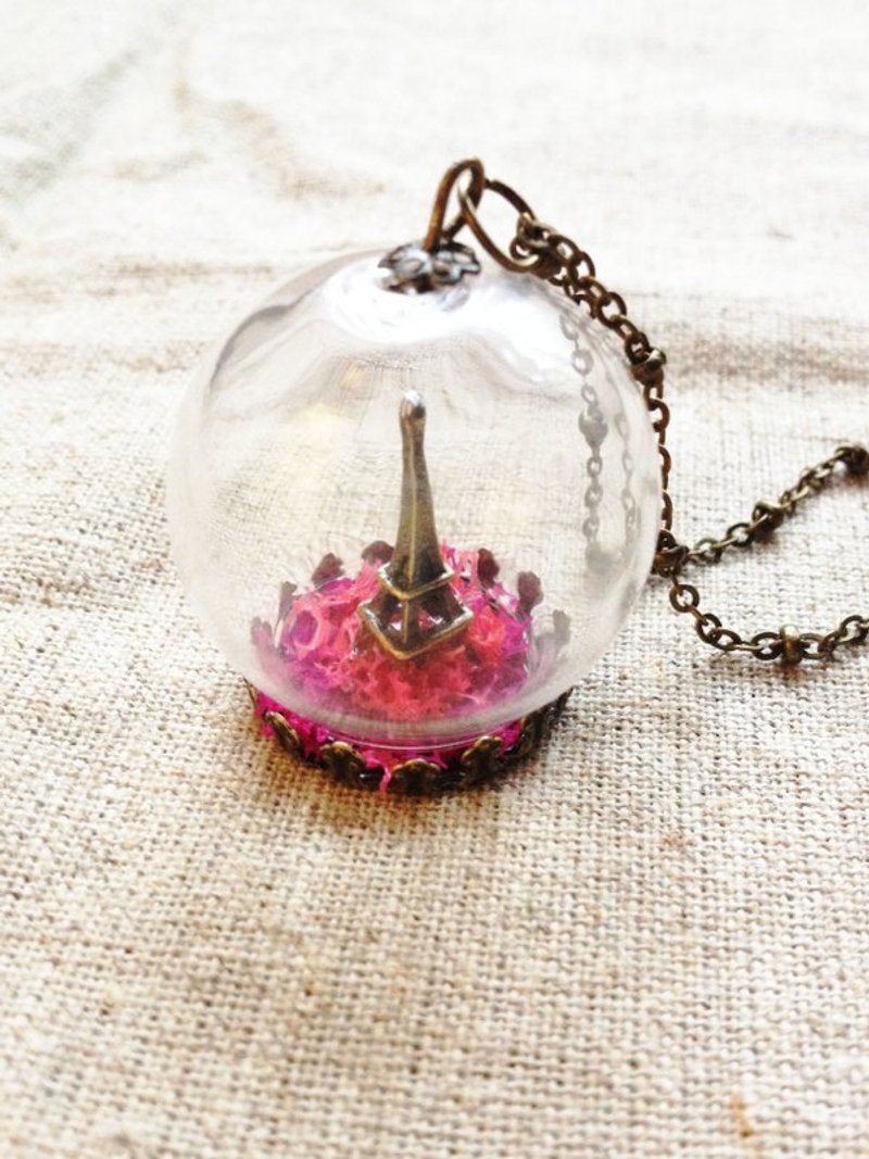 [imykaka] ♥ 水晶玻璃球 小巴黎铁塔 浪漫紫 项链    情人节 礼物 - 项链 - 玻璃 紫色