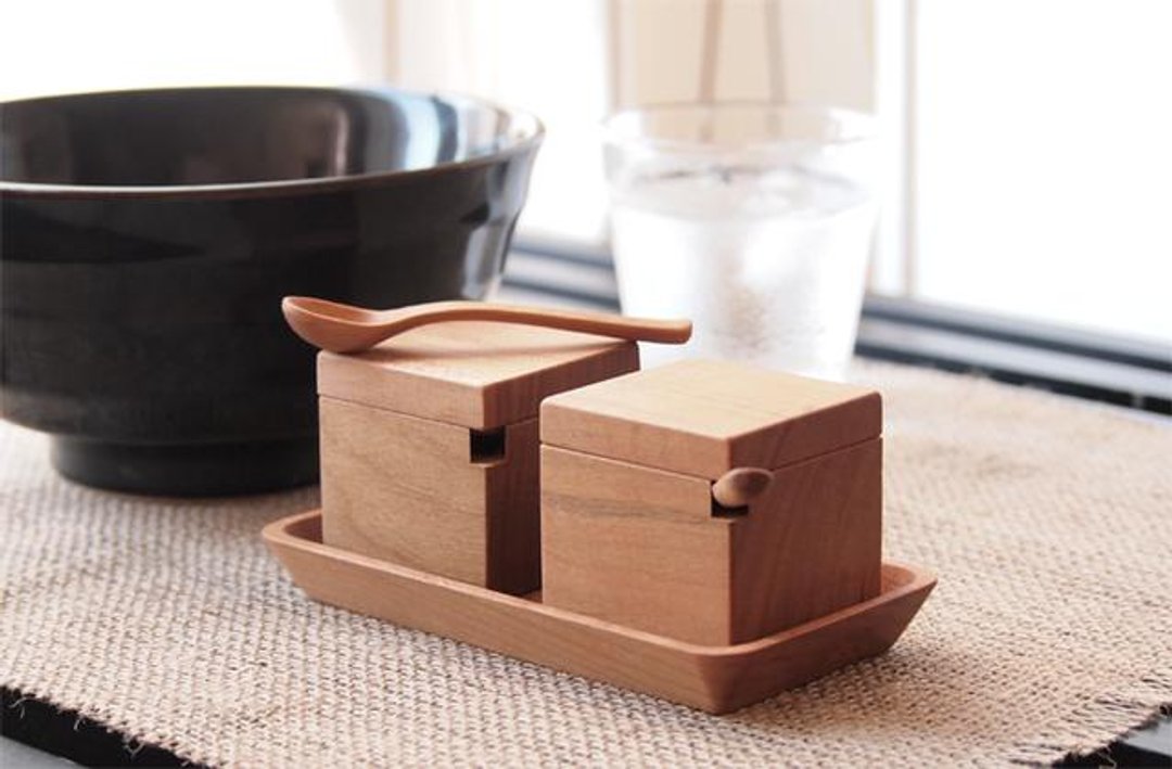 SPICE BOX -couple- - 调味罐/酱料瓶 - 木头 咖啡色