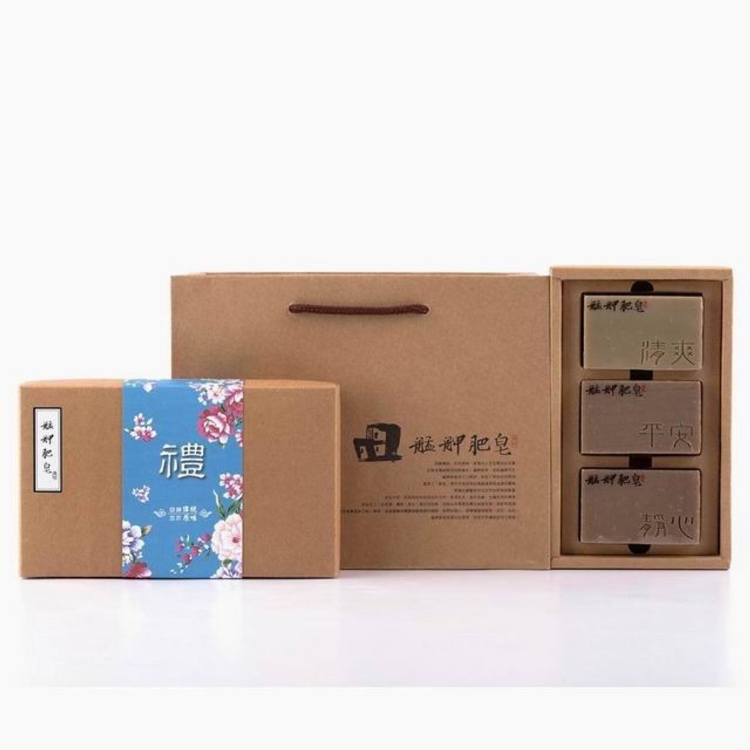 【艋舺肥皂】传统蓝花礼盒-清爽皂/平安皂/静心皂 - 肥皂/手工皂 - 其他材质 咖啡色