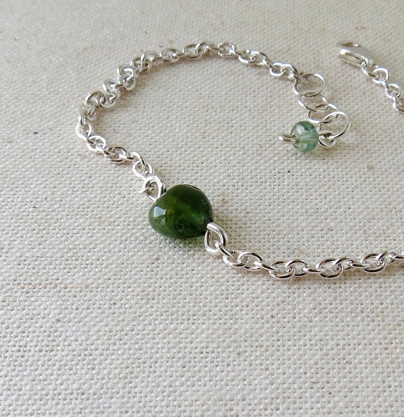 【罂［恋·链］粟】纯银***时尚〝幸运心〞绿碧玺手链***招财唷! - 手链/手环 - 宝石 