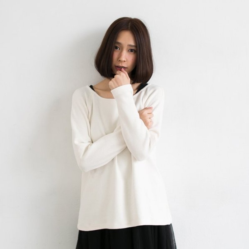 2way背排扣圆领厚棉两穿上衣-白 - 其他 - 其他材质 白色