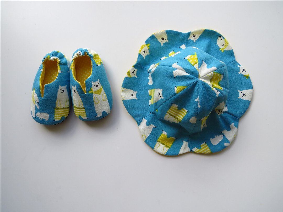 北极熊宝宝弥月礼物 婴儿鞋+围兜+婴儿帽 - 满月礼盒 - 其他材质 蓝色