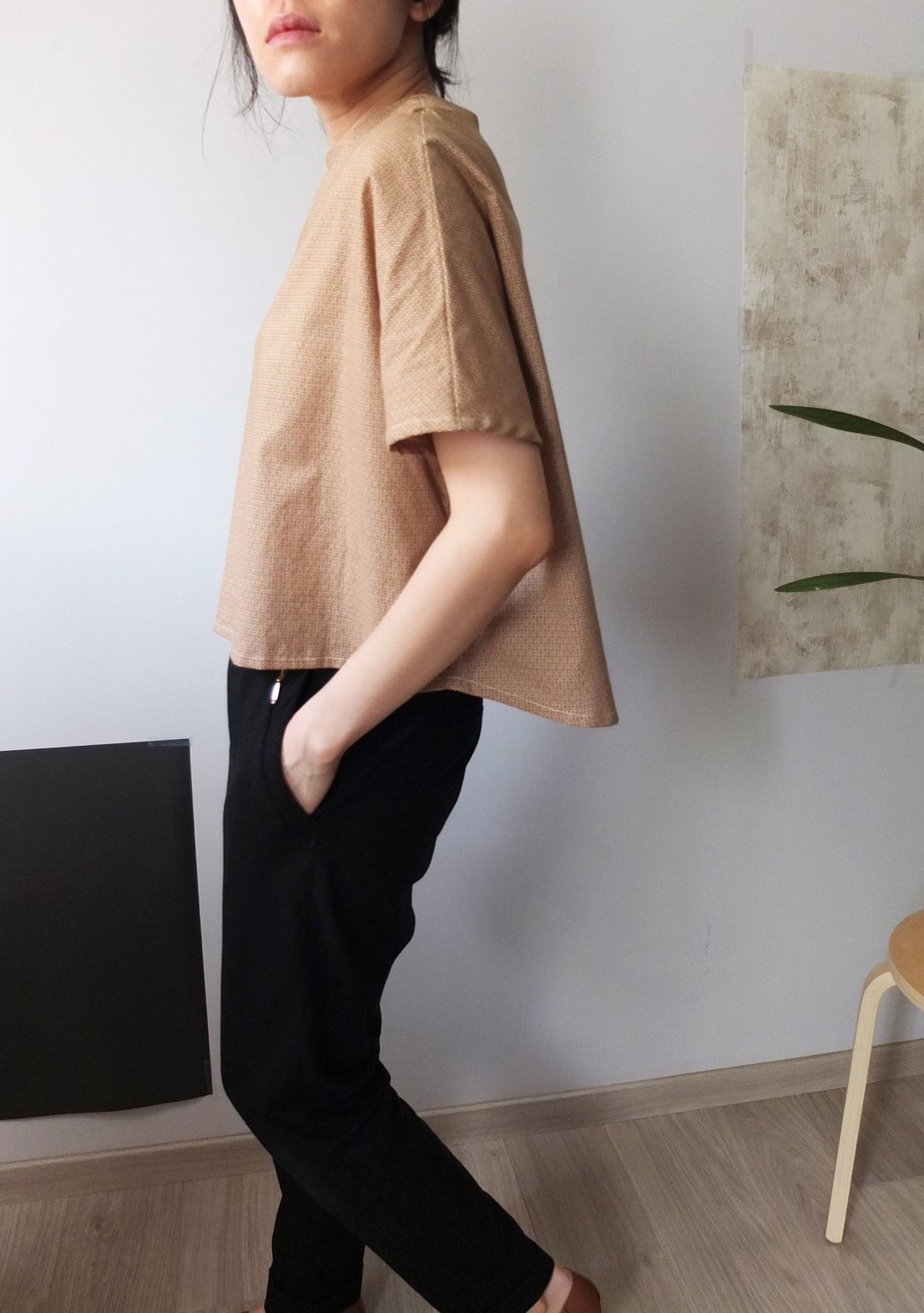 褐色五角形印花上衣（换新布样，更多图片即将上架） - 女装上衣 - 其他材质 
