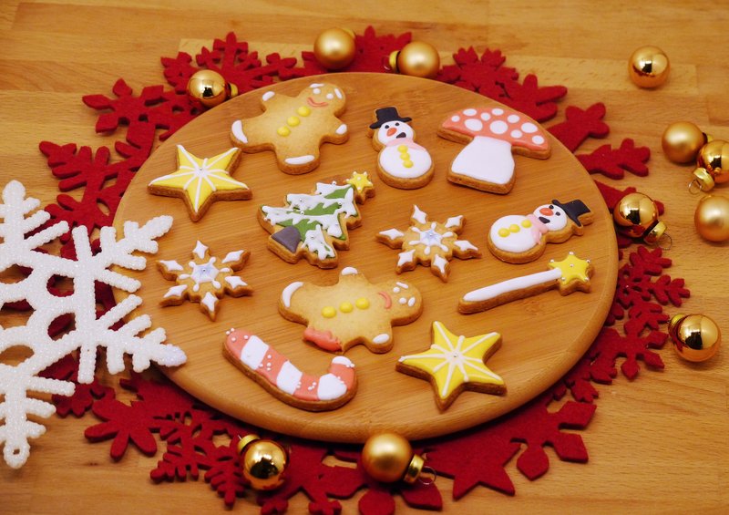 圣诞老人的伙伴们 糖霜饼干组 耶诞礼物交换 耶诞礼盒 - 手工饼干 - 新鲜食材 多色