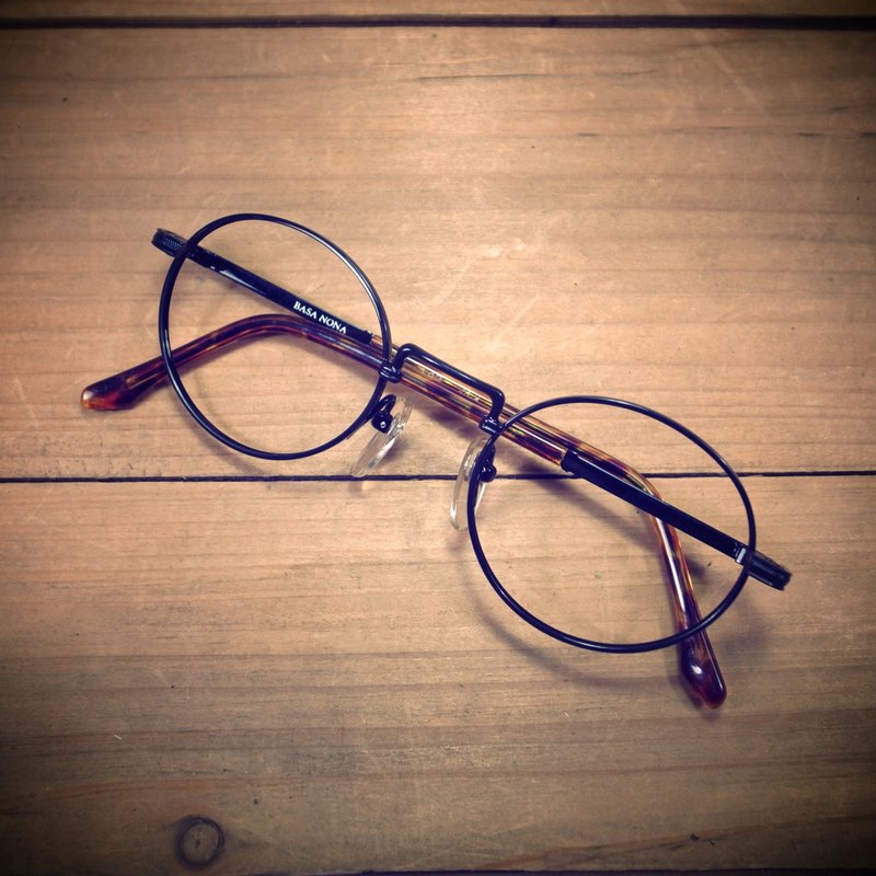 [ 老骨头 ] 早期 经典 黑色 小圆框 金属 玳瑁 镜框 古董 vintage  古着I - 眼镜/眼镜框 - 其他金属 黑色