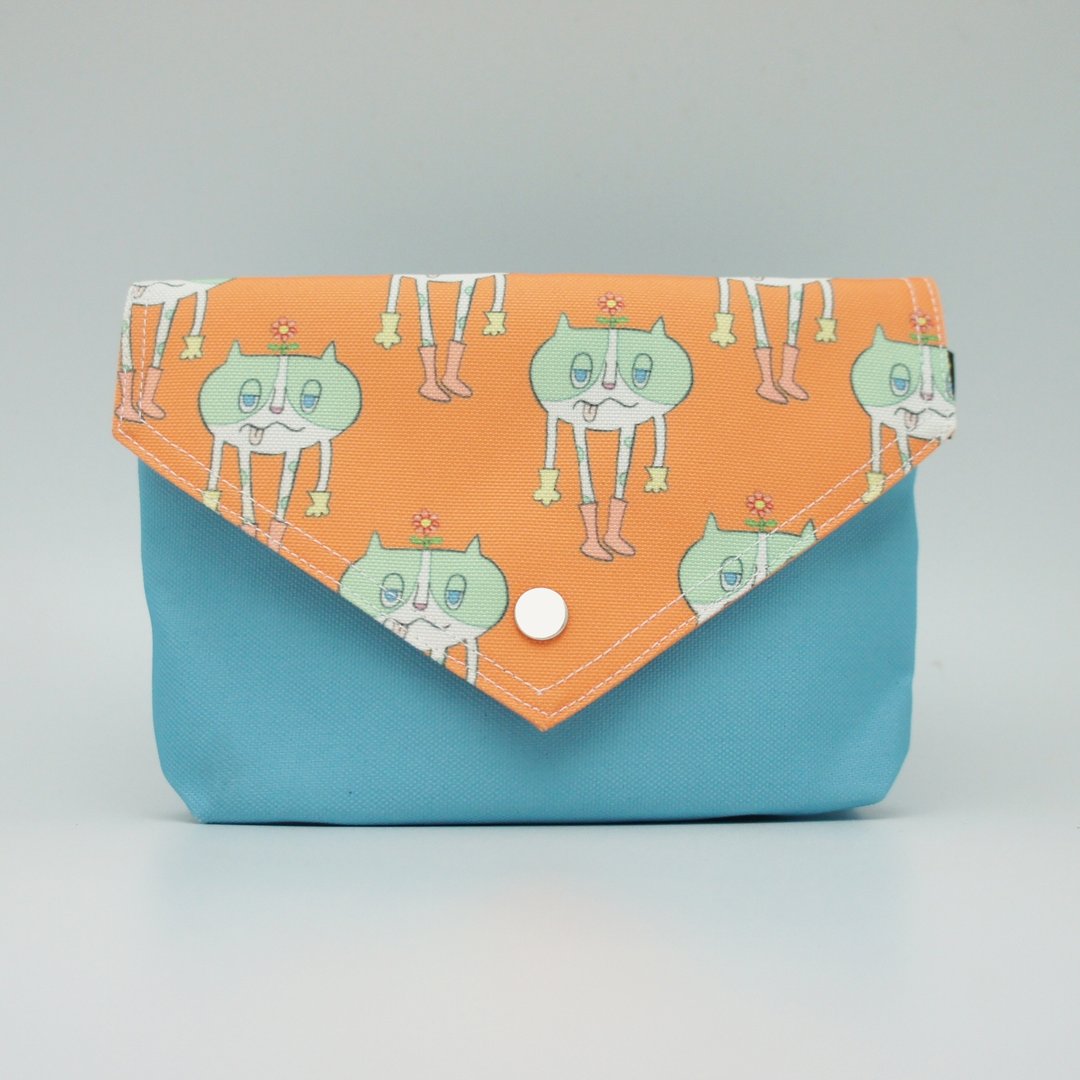 BLR 手工 印花 一天一怪兽 联名款 ㄎㄧㄤ猫 BB BAG 肩背包 - 侧背包/斜挎包 - 其他材质 橘色
