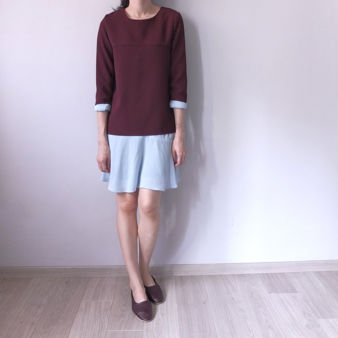 七分袖极简上衣(有28种色可选) - 女装上衣 - 其他材质 