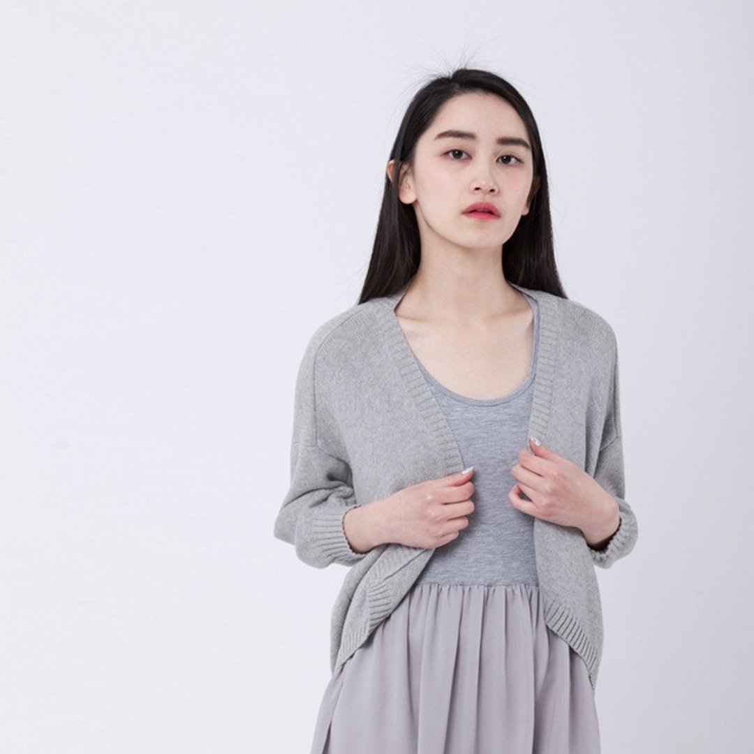 Kama 方形外罩针织衫/浅灰 - 女装针织衫/毛衣 - 棉 灰色