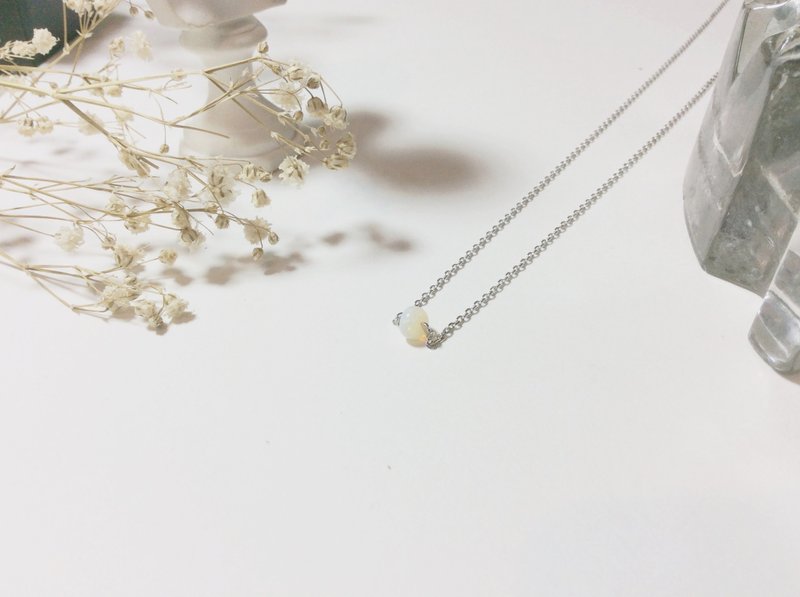 母亲节推荐款 ◊ 极简严选欧泊蛋白 银色项链 - 项链 - 宝石 白色