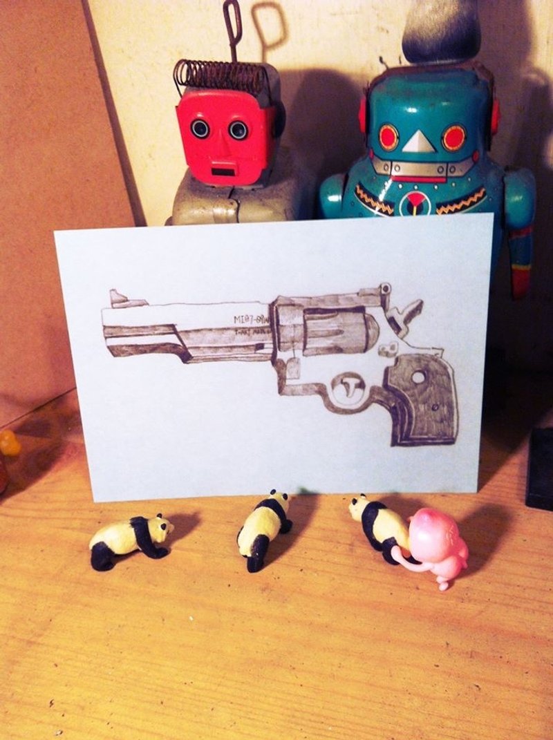 过去Ｘ未来 多提无用 每日一物明信片 单张 小手枪 蓝色 - 卡片/明信片 - 压克力 蓝色