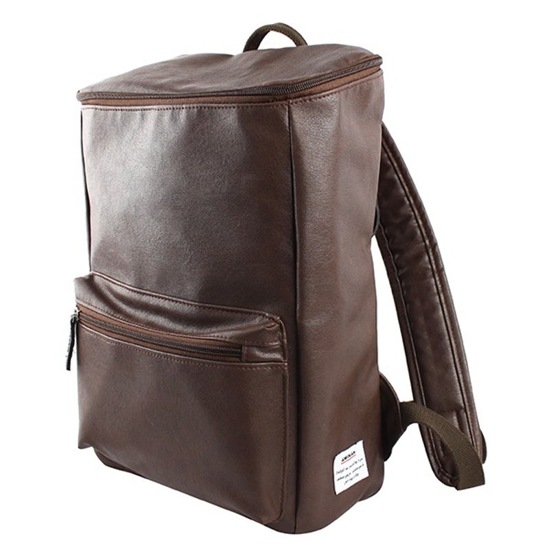 咖啡方形皮革后背【am-0227-III】 - 后背包/双肩包 - 人造皮革 咖啡色