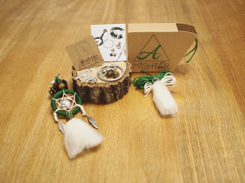 DIY 捕梦网匙扣 (set A) 材料包 ~ 情人节礼物. 生日礼物. 圣诞礼物 . 天然线材. 印第安. - 其他 - 其他材质 绿色