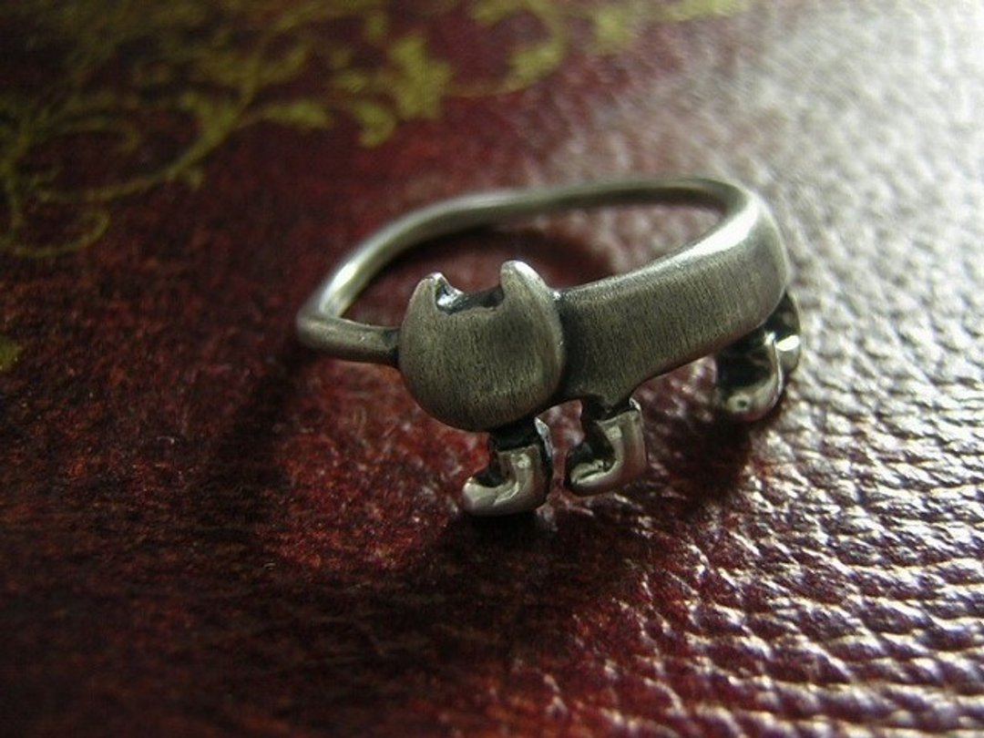 miaow in boots ( cat sterling silver ring 貓 猫 指环 指環 銀 ) - 戒指 - 纯银 银色