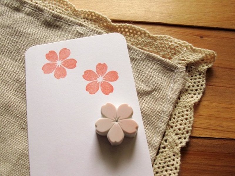 Apu手工章 可爱小号樱花印章 C款 手帐印章 - 印章/印台 - 橡胶 