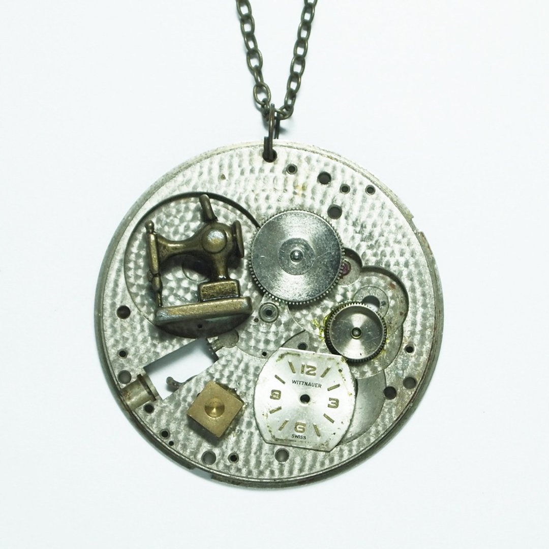 Steampunk蒸汽庞克风格 怀表 sewing machine - 项链 - 其他金属 灰色