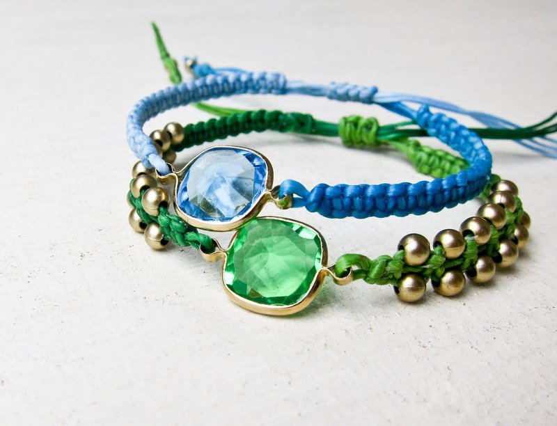 ◤SUMMER ARM CANDY◢ (2 in 1) ◤夏季水晶糖果友谊幸运手炼◢（两条一组） - 手链/手环 - 其他金属 蓝色