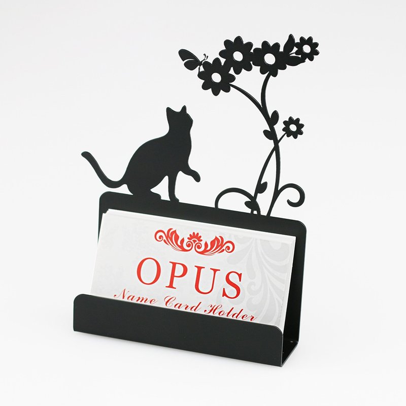【OPUS东齐金工】欧式铁艺名片座-猫咪(黑)/金属名片架/宠物/礼物 - 名片架/名片座 - 其他金属 