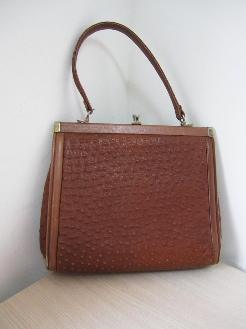 〆二手棕色点点皮质手提包 - 手提包/手提袋 - 真皮 咖啡色