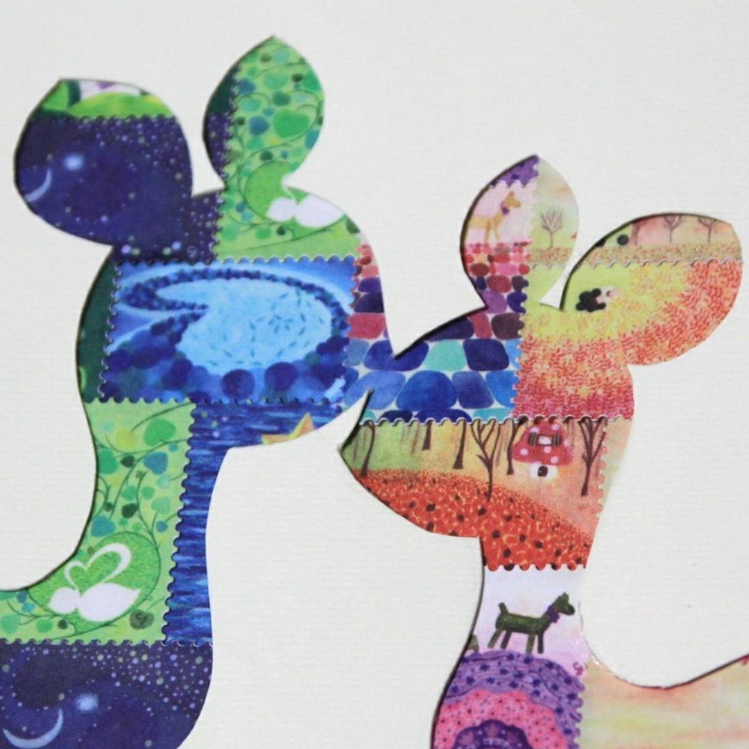 Deer, to my dear, 情人节小鹿手工贴画 - 海报/装饰画/版画 - 纸 粉红色