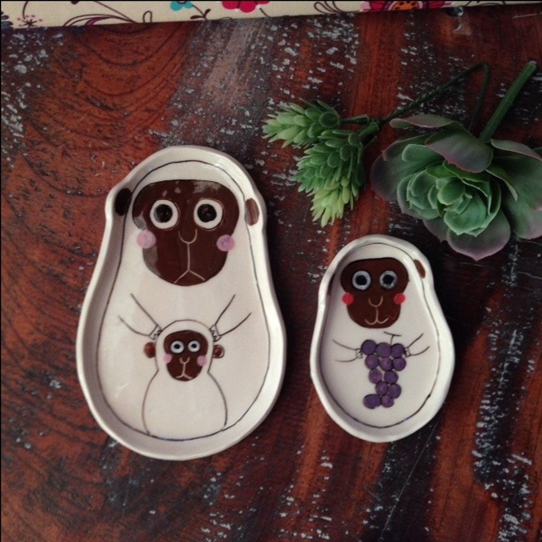 Curious dish (parent-child) 2 pieces set - 浅碟/小碟子 - 其他材质 多色