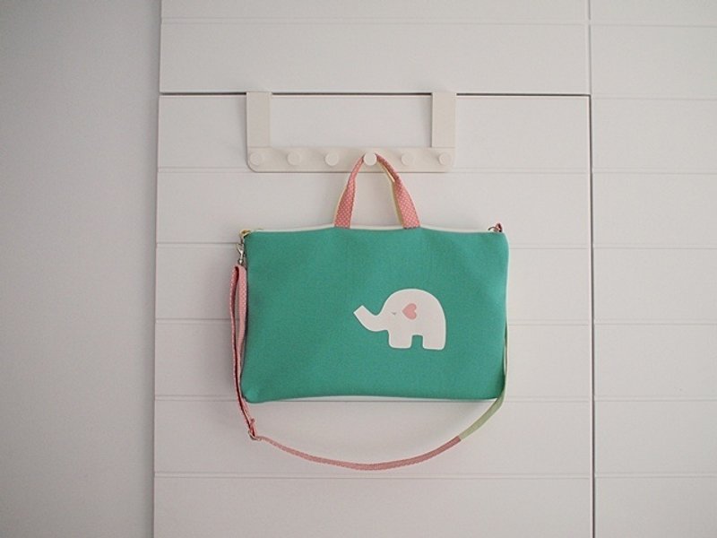 hairmo。爱心象撞色平板电脑手提侧背两用包-灰蓝(13寸) - 电脑包 - 其他材质 绿色