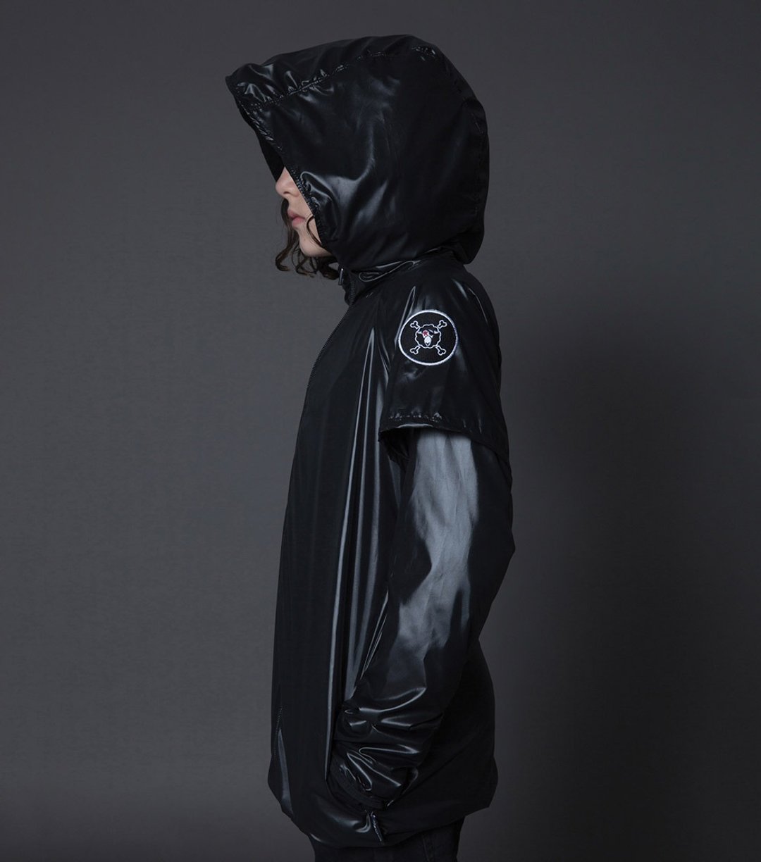 2015秋冬潮牌NUNUNU 黑色防风连帽拉链外套/Layered Wind jacket - 其他 - 纸 黑色