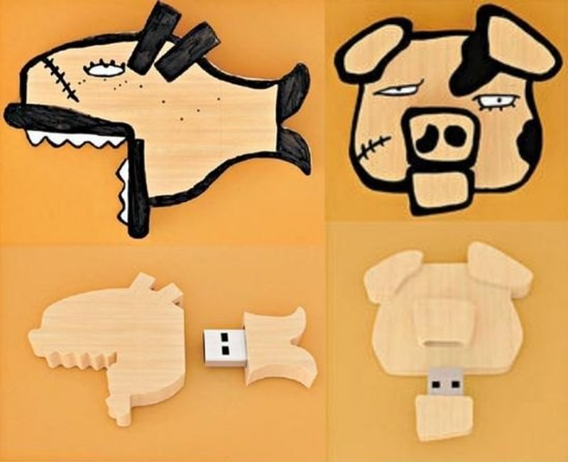 天仁木场 JunkWood 4G 随身碟 Flash Disk  死鱼 - U盘 - 木头 橘色