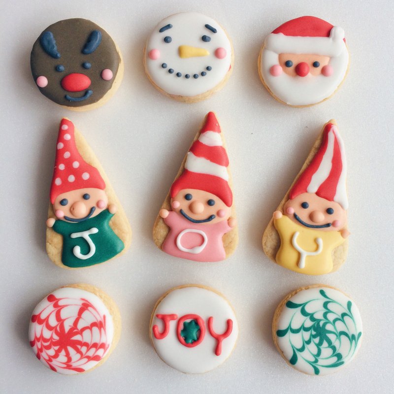 [暖阳] 糖霜饼干 ＿迷你圣诞好可爱 ＿纯手工绘制造型饼干9片组 - 手工饼干 - 新鲜食材 