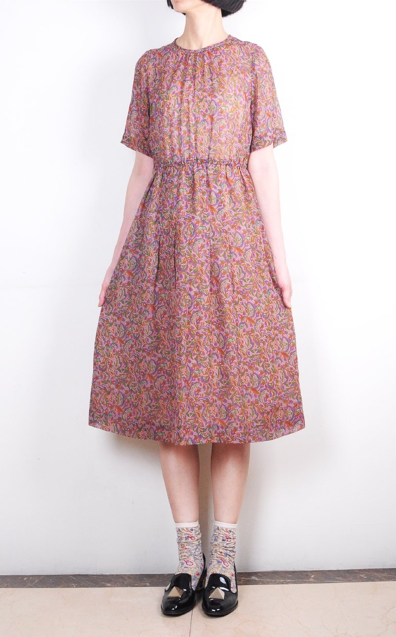 变形虫印花大进击短袖古着洋装 - 洋装/连衣裙 - 其他材质 红色