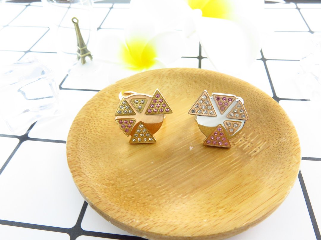 Pizzza戒指 精钢 施华洛世奇水晶石 金色玫瑰金色/银色玫瑰金色 M20R 4/5/6/7 - 戒指 - 其他金属 多色