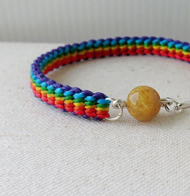 【罂［恋·链］粟】纯银***时尚幸运祈愿蚕丝蜡线钛晶手链***十四股编~~招财喔! - 手链/手环 - 宝石 