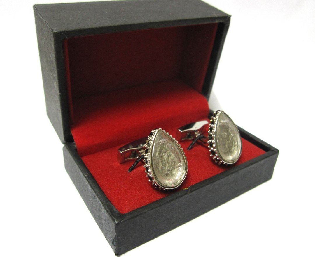 Teardrop Crystal Cufflinks-SIlver plated(Free Shipping) 泪滴形银色袖口扣(包邮) - 袖扣 - 宝石 灰色