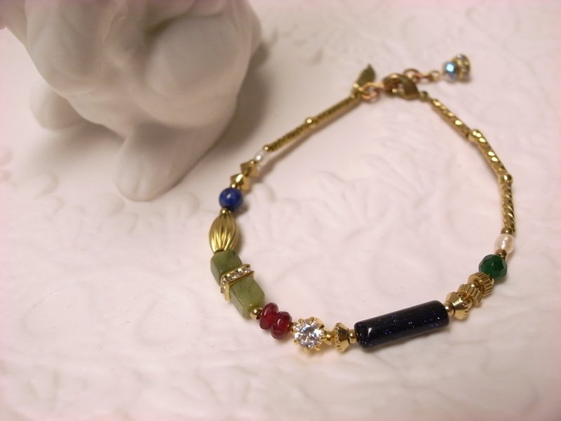 《二毛银》【不对称美感→巴洛克矿石手链】(编号：0002) - 手链/手环 - 宝石 多色