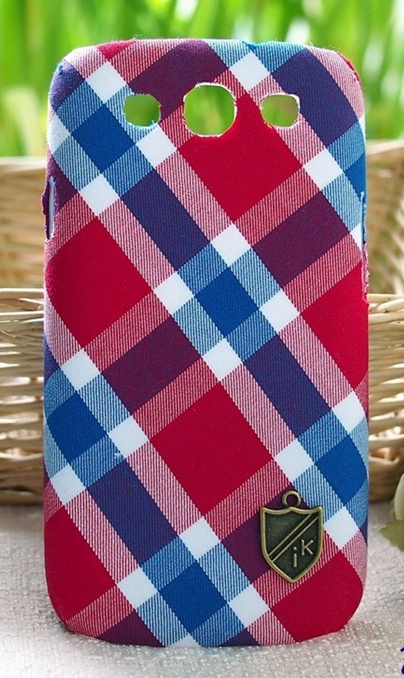 布艺 红x蓝格纹 保护壳 手机壳  Samsung Galaxy S7 S6 S5 S4 S3 S2 Note 2 Sony Xperia X Xa Ultra L SL TX V VC Acro S SP - 手机壳/手机套 - 其他材质 白色