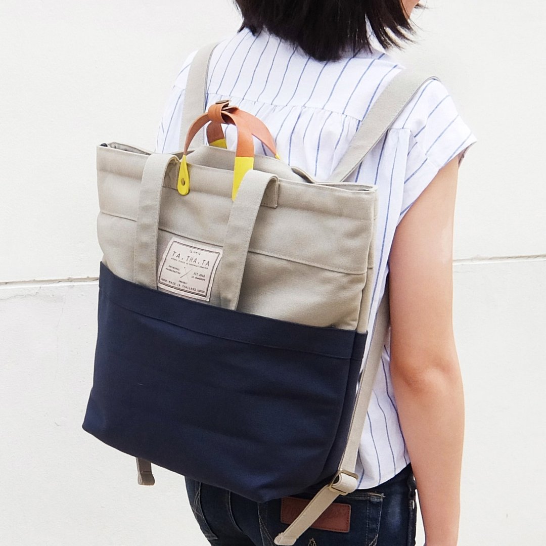 Swift sky backpack : light grey / navy - 后背包/双肩包 - 棉 灰色