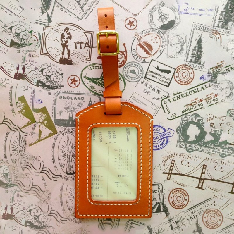 行李吊牌-香橙色 - 行李吊牌 - 真皮 橘色