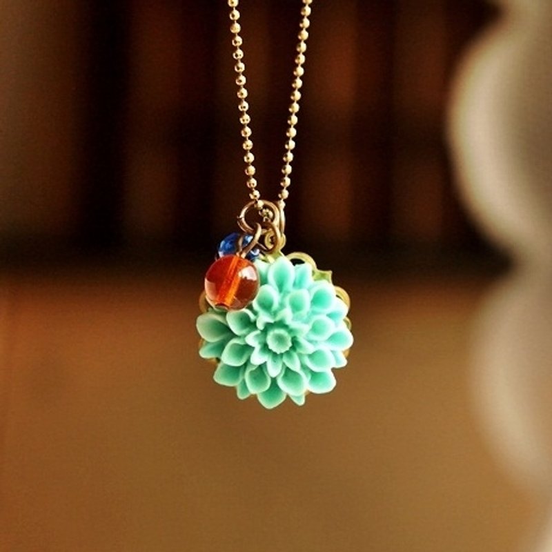 ♥礼物♥ OldNew Lady-古董花项链【土耳其蓝】千层花 - 项链 - 塑料 蓝色