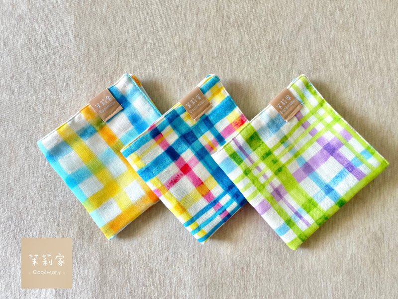 日本四重纱手帕- 格纹 - 手帕/方巾 - 棉．麻 